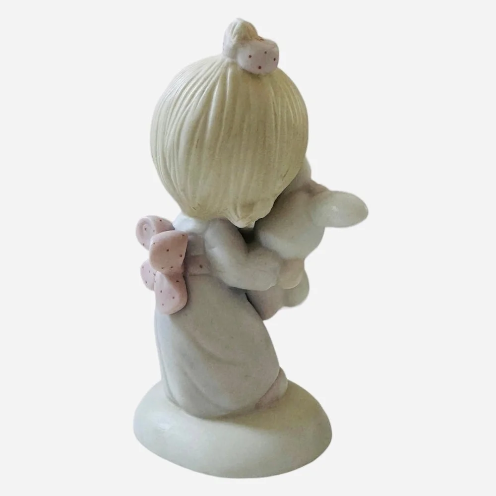 Vintage 1978 Enesco Jesus Loves Me Girl w/ Rabbit Porcelain Figurine 5